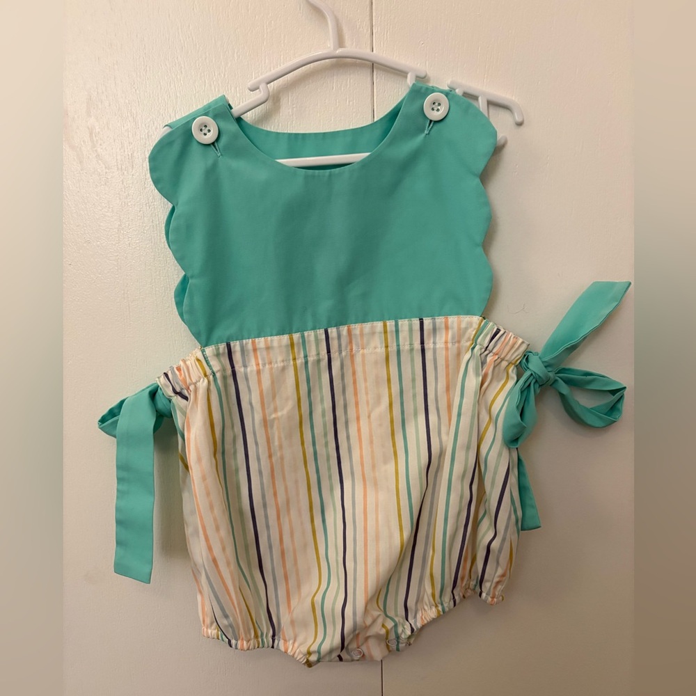Teal and Striped Kids One Piece